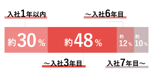 〜入社3年目 約48%